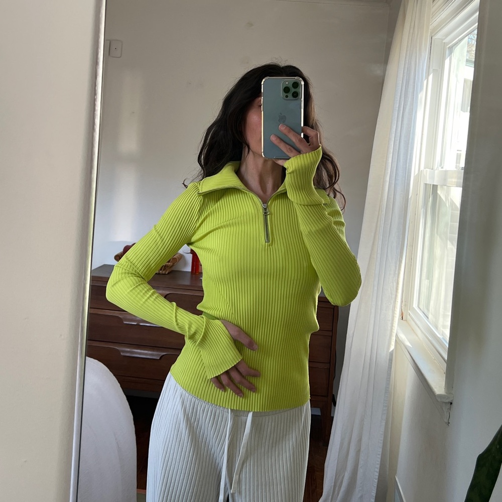 Helmut Lang Lime Ribbed Sweater